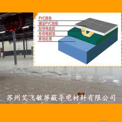 PVC防靜電地板中如何用導電銅箔膠帶的？